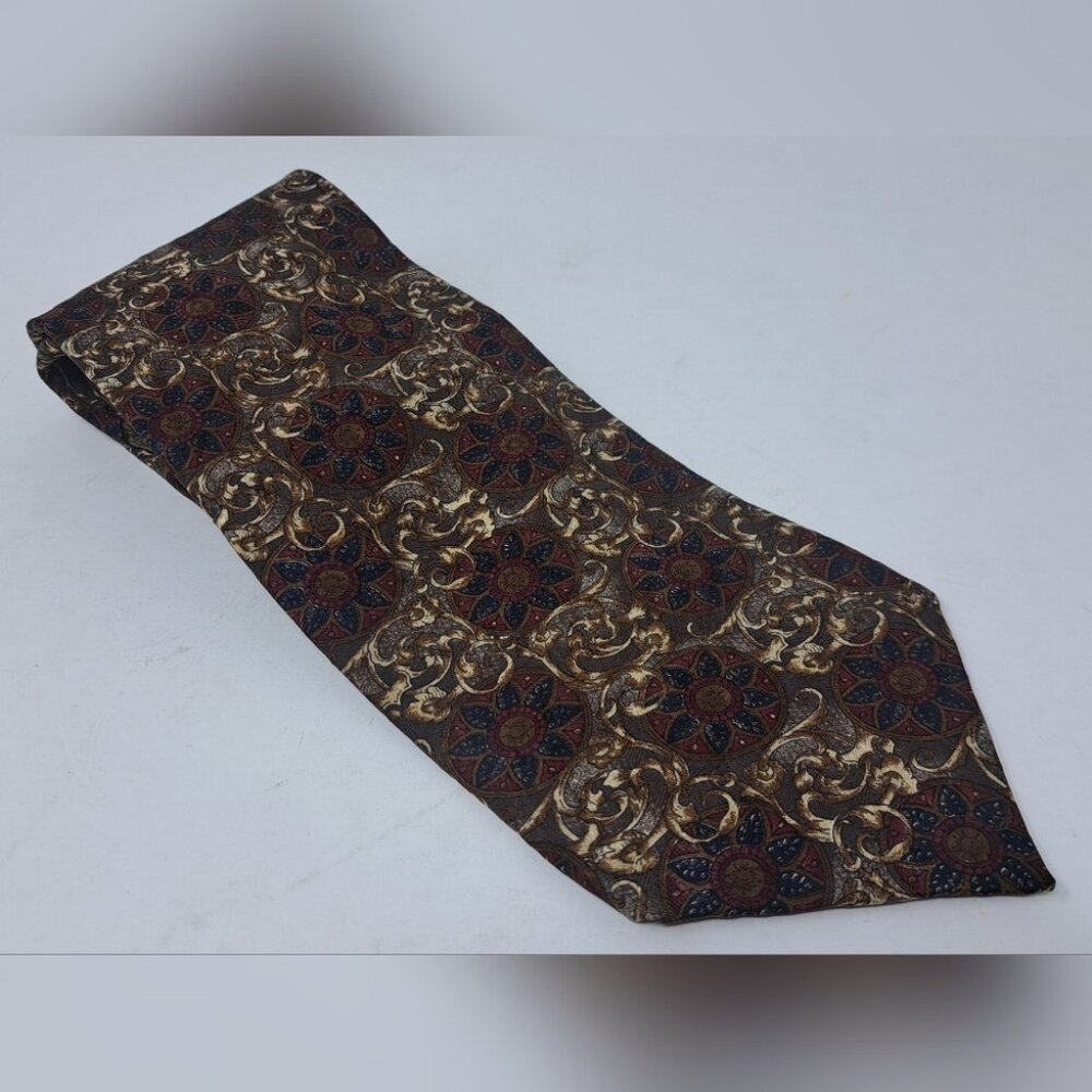Christian Dior Mens Vintage Neck Tie Sun Checkered Silk 80s 90s Size 57" x 3.75"